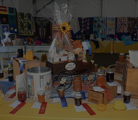 Harvest-themed fair display table