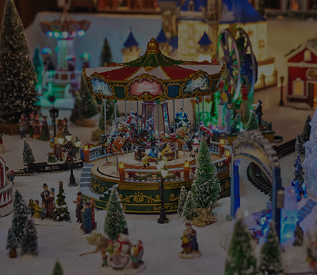 Festive carousel winter scene display